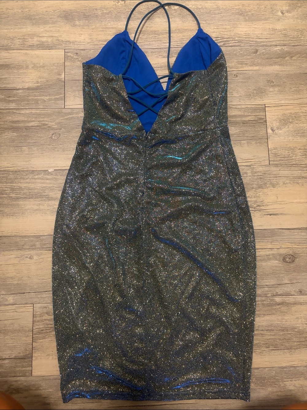 Charlotte Russe Sparkling Teal Blue Bodycon Slip Dress - Picture 5 of 6